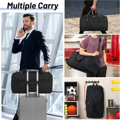 NUBILY Sporttasche Herren Damen Wasserdicht 55L Groß Schwarz