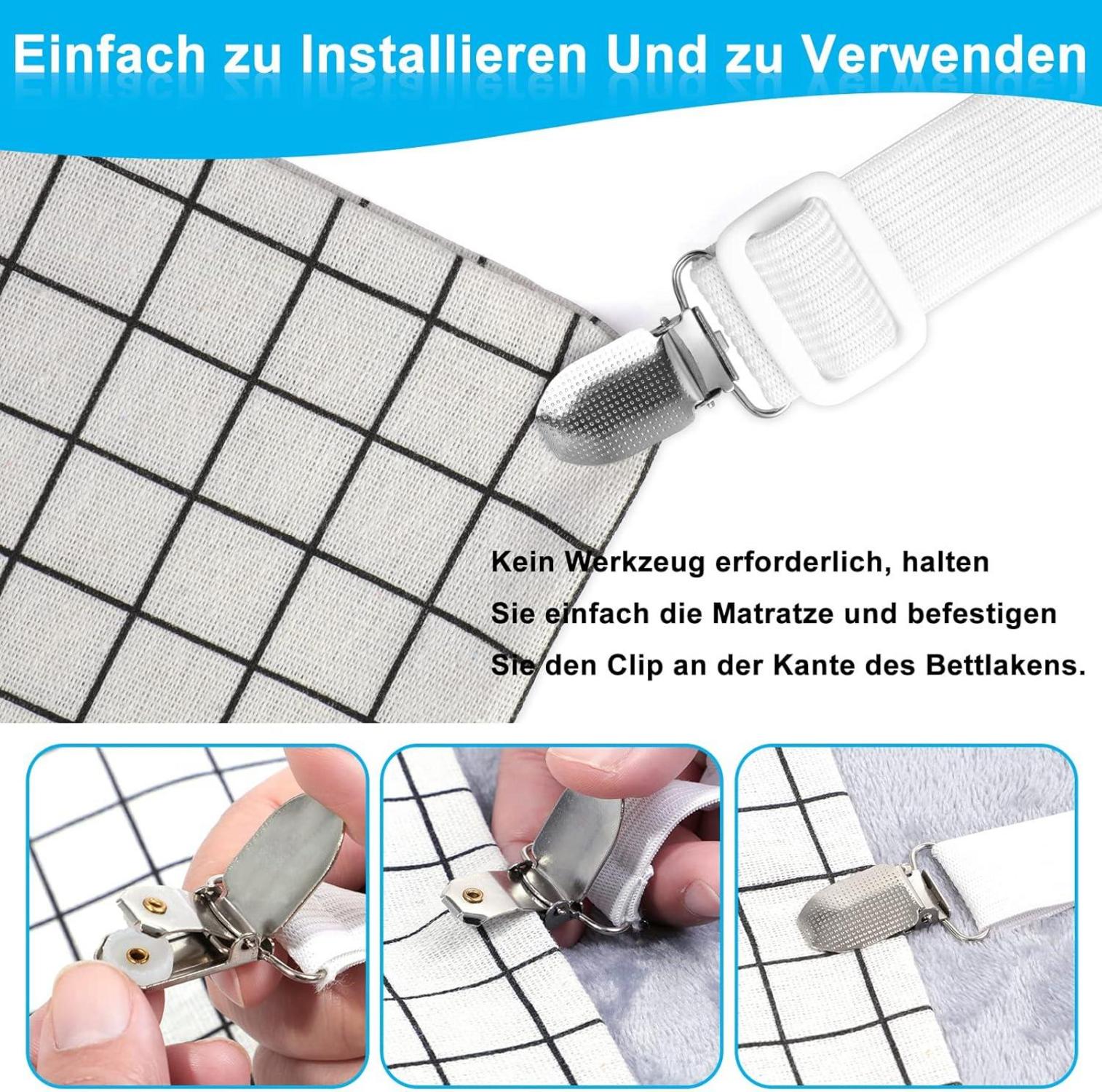 Verstellbare Bettlakenspanner mit Metallclips 8er Set