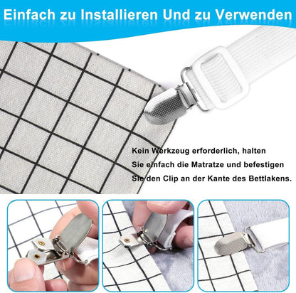 Verstellbare Bettlakenspanner mit Metallclips 8er Set