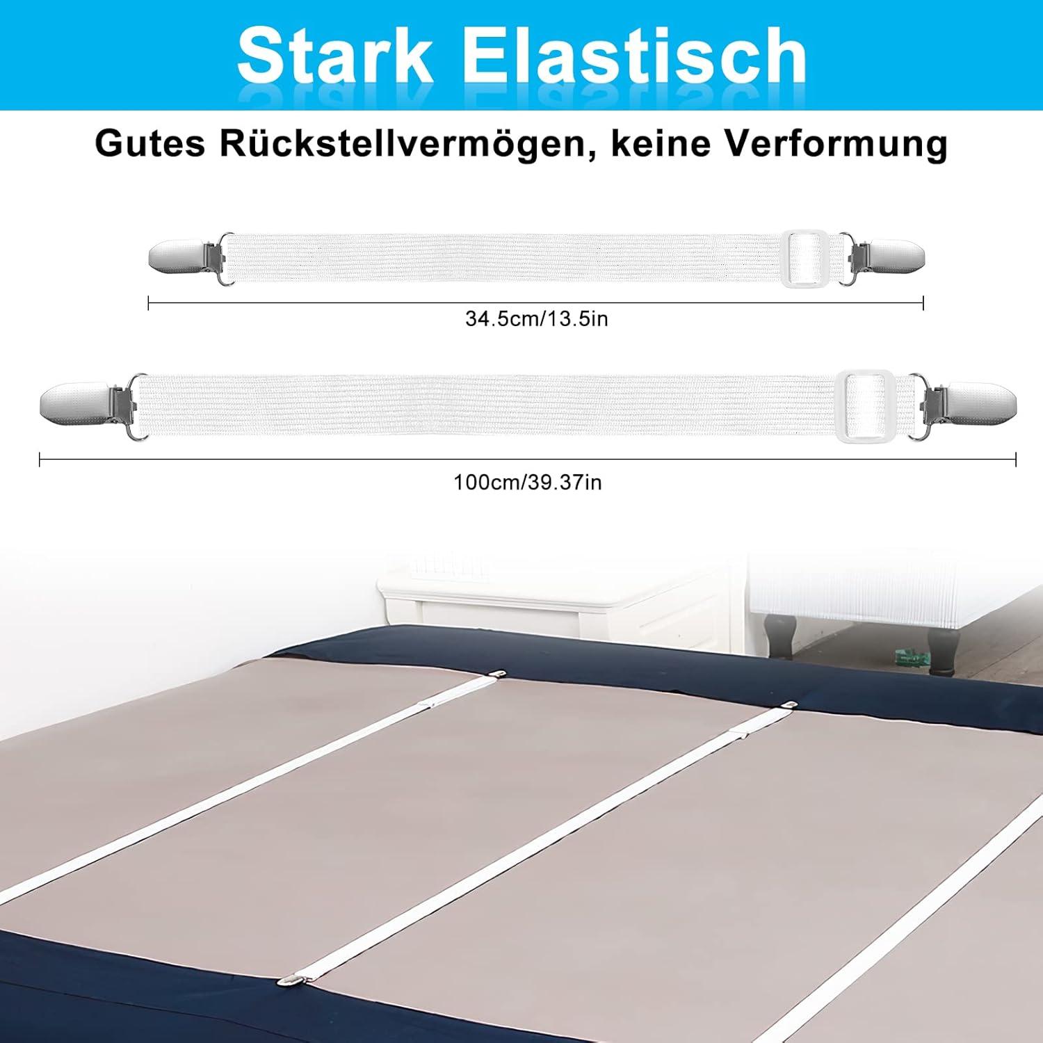 Bettlakenspanner Verstellbar 8 Stück Elastisch Weiß Matratze Sofa