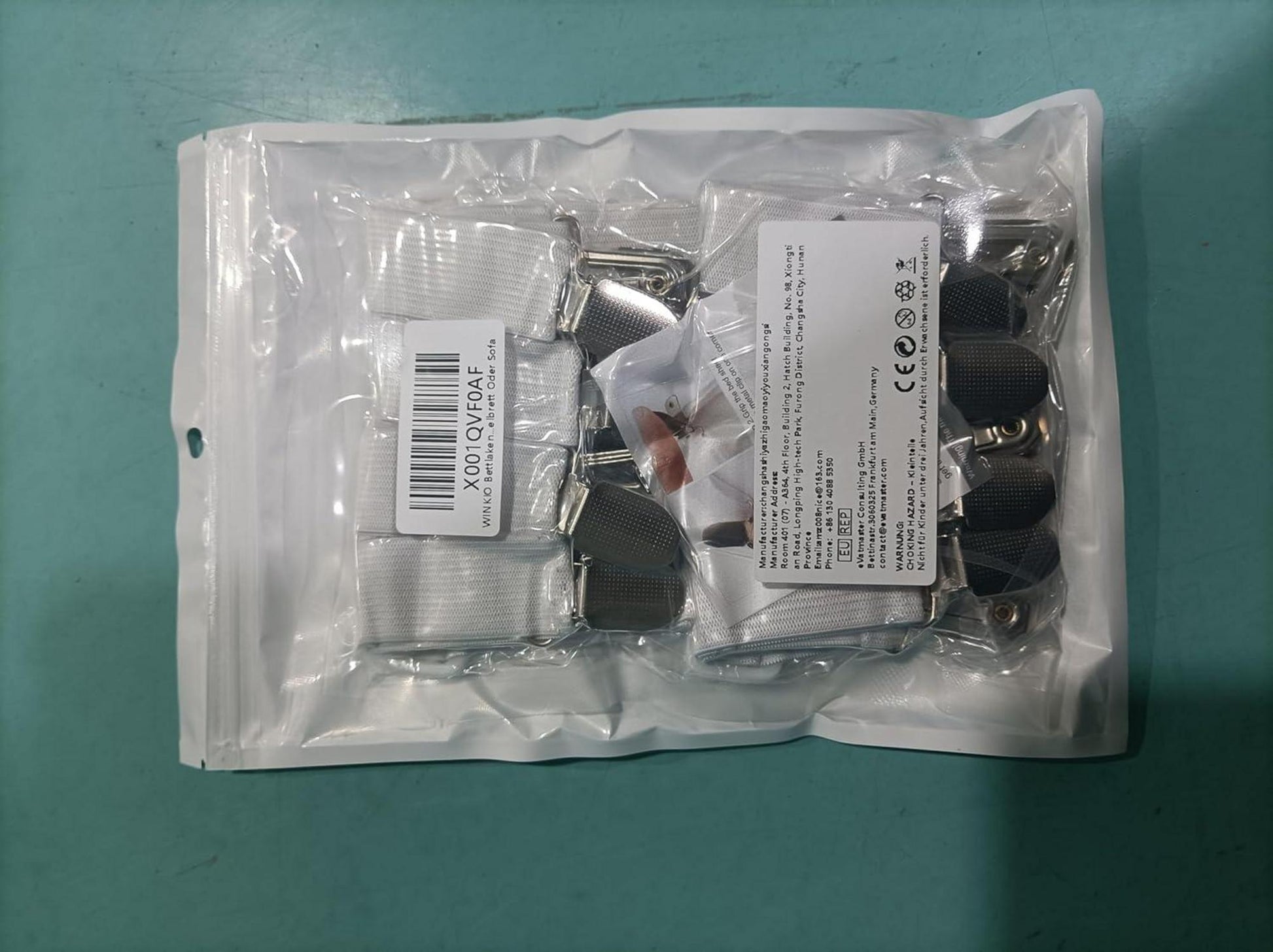 Verstellbare Bettlakenspanner 8er Set weiß mit Metallclips