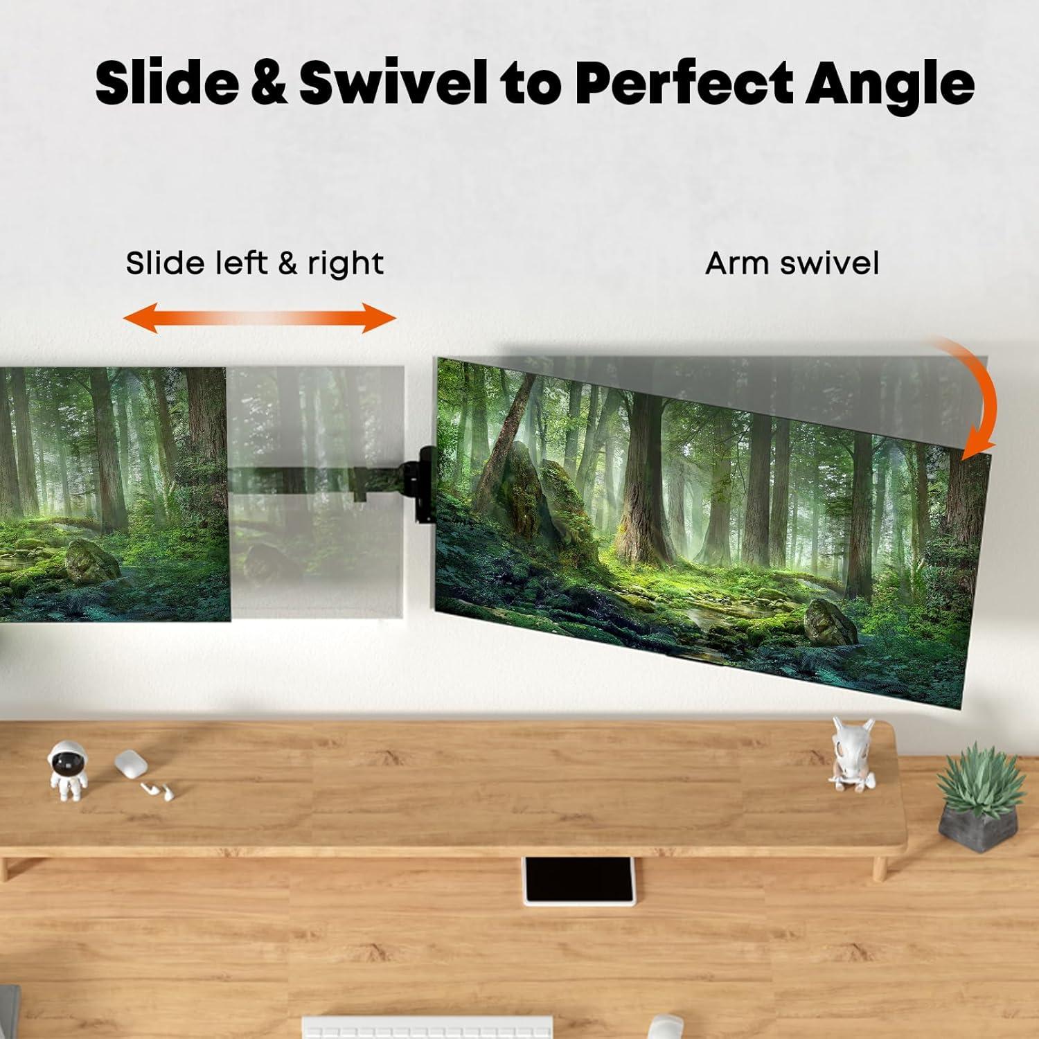 Monitor Wandhalterung für Ultra Wide 24-38 Zoll Bildschirme bis 10KG, Schwarz