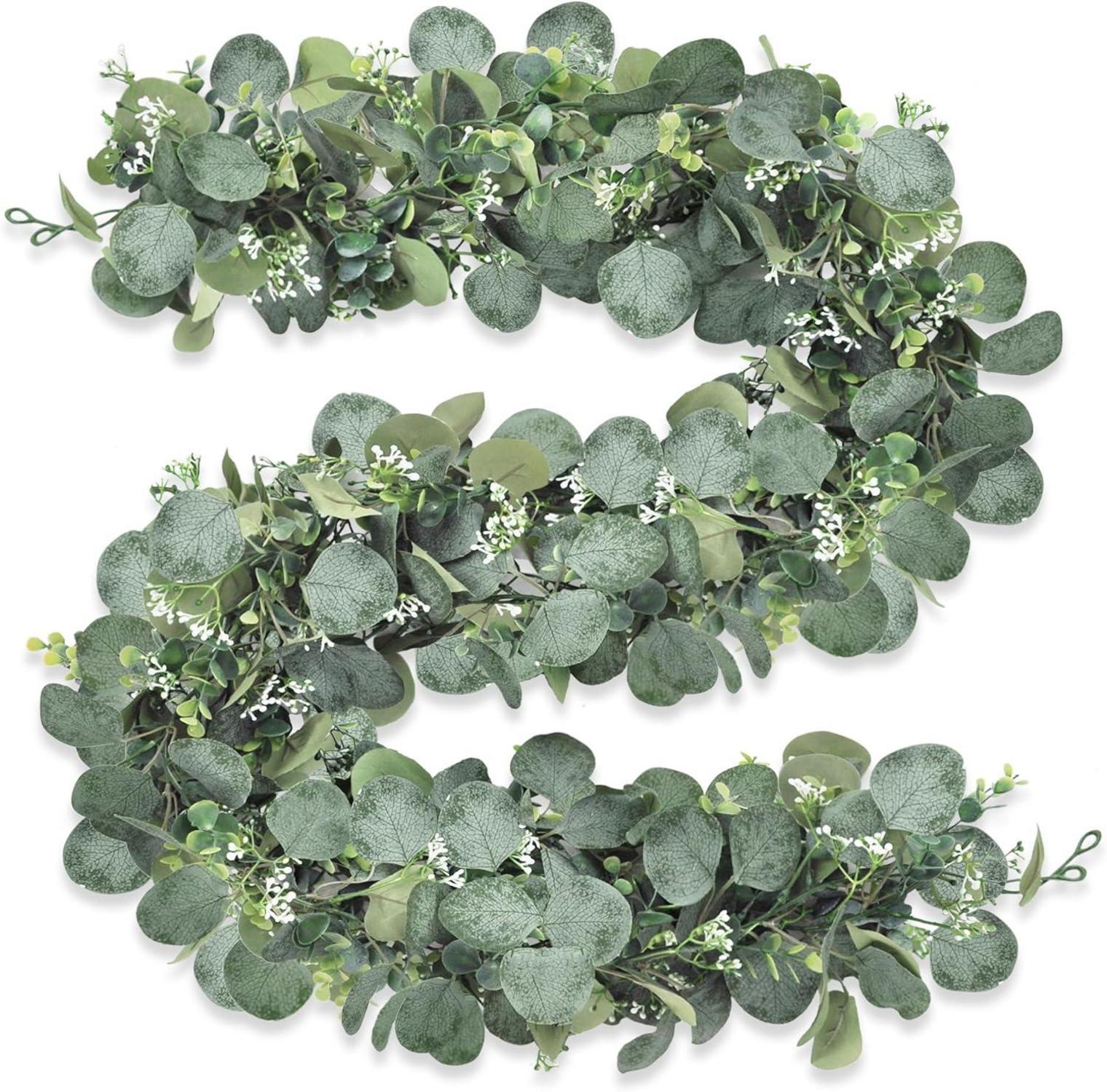 Künstliche Eukalyptus Girlande 2er Set Deko 1,8m Grün Blumen