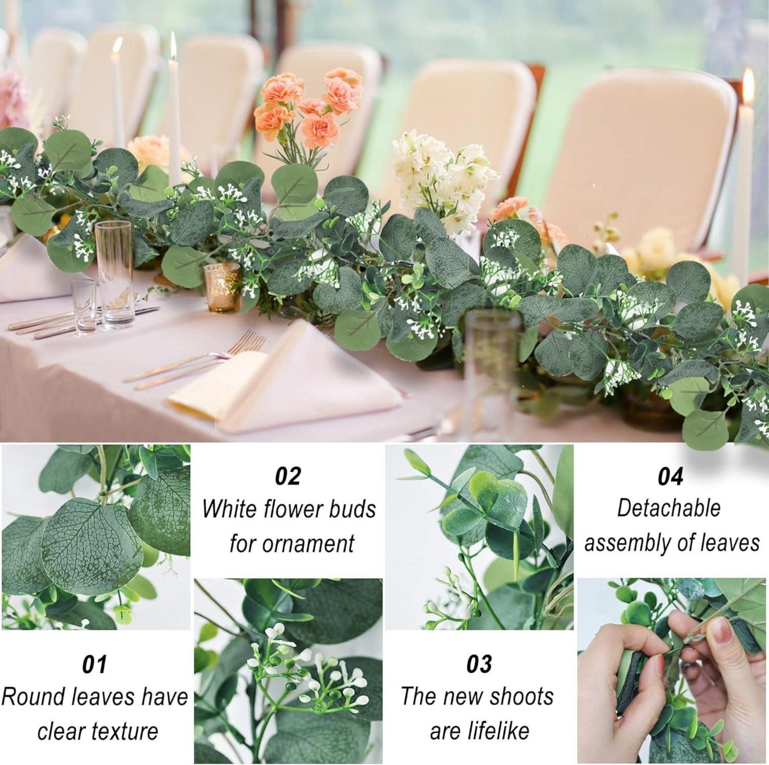 Künstliche Eukalyptus Girlande 2er Set Deko 1,8m Grün Blumen