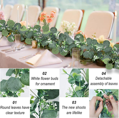 Künstliche Eukalyptus Girlande 2er Set Deko 1,8m Grün Blumen