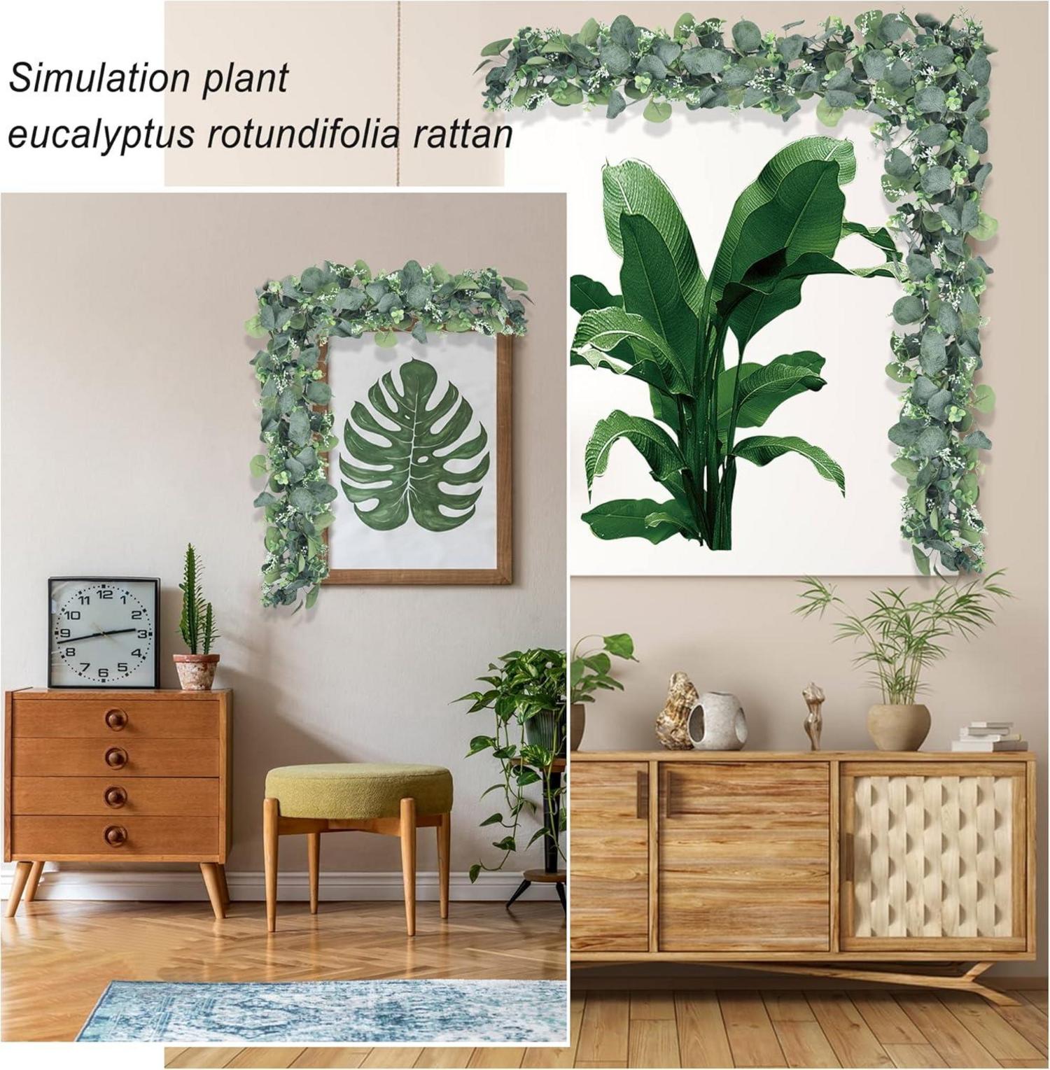 Künstliche Eukalyptus Girlande 1,8m Hängend Weiß Blumen Hochzeit