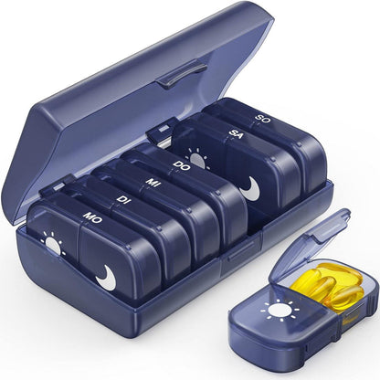 Tablettenbox 7 Tage Pillendose 2 Fächer feuchtigkeitsbeständig