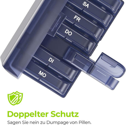 AUVON Tablettenbox 7 Tage Morgens Abends Pillendose 2 Fächer hosentasche dunkelblau