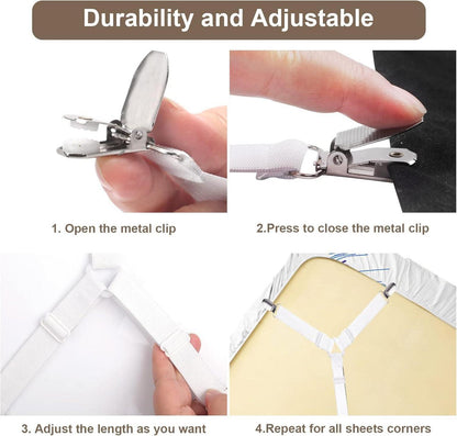 Verstellbare Bettlakenspanner 100-250cm 2 Stück Metallclip
