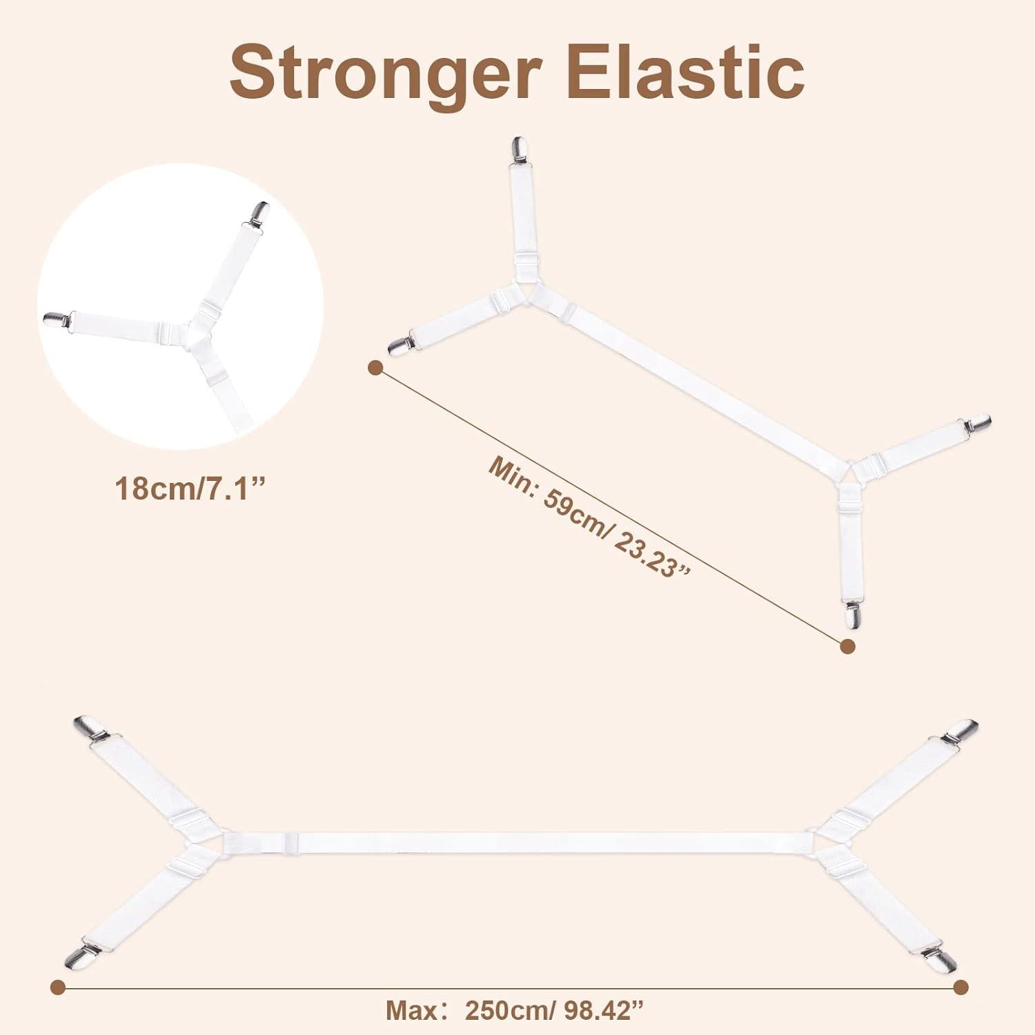 Bettlakenspanner Verstellbar 100-250cm Metallclip 2er Set