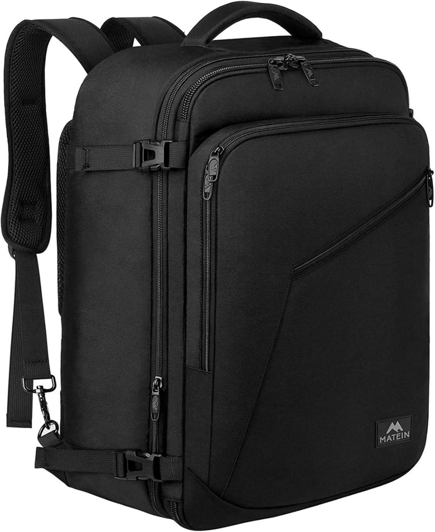 Reiserucksack Handgepäck Flugzeug erweiterbar 50x35x20cm Schwarz