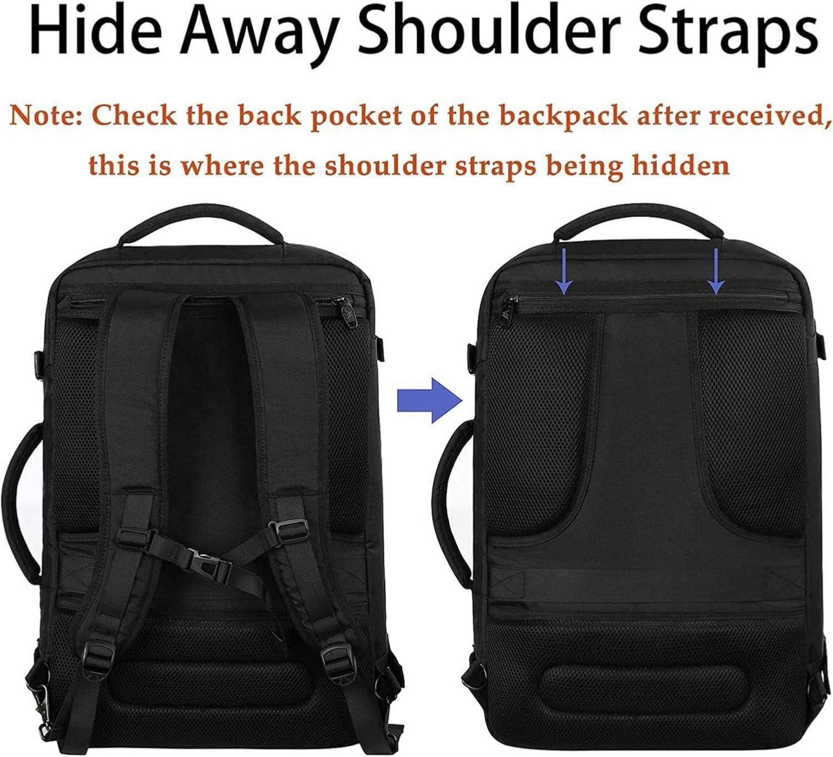Reiserucksack Handgepäck Flugzeug erweiterbar 50x35x20cm Schwarz
