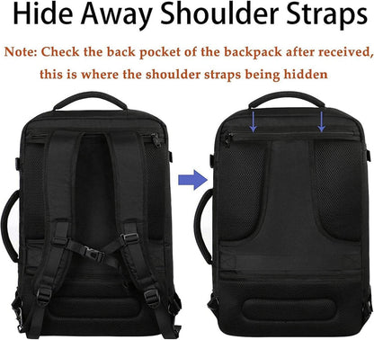 Reiserucksack Handgepäck Flugzeug erweiterbar 50x35x20cm Schwarz