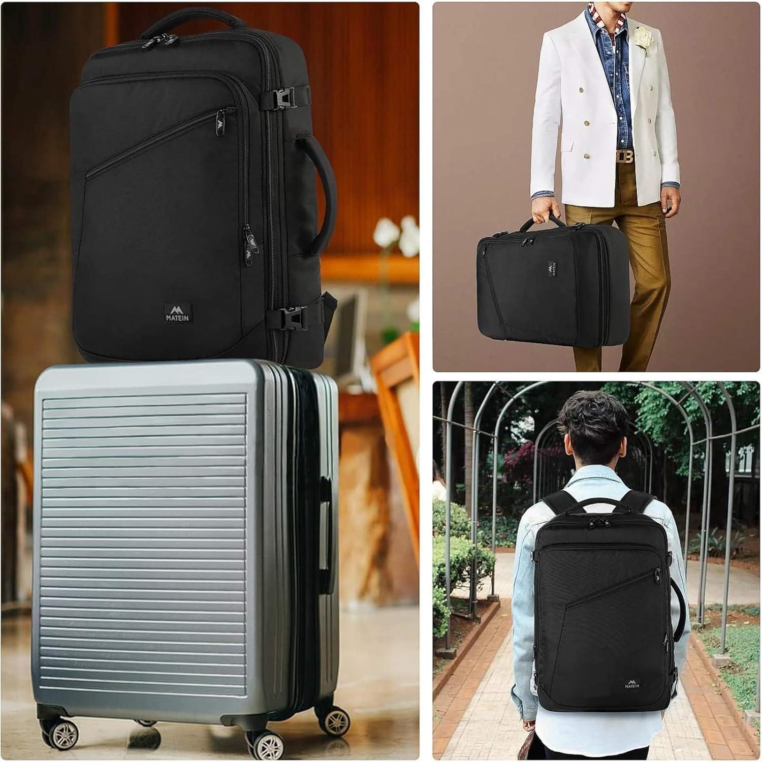 Handgepäck Rucksack erweiterbar 50x35x20cm Business Reise Schwarz