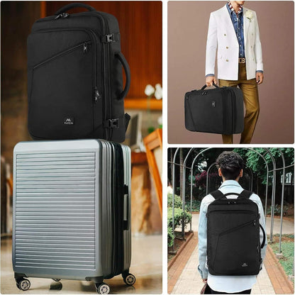Handgepäck Rucksack erweiterbar 50x35x20cm Business Reise Schwarz