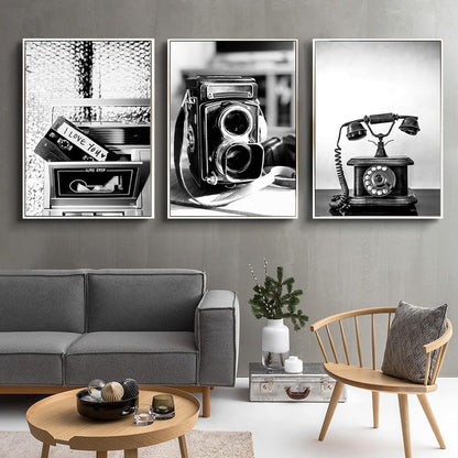 Trayosin 3er Poster Set Wanddeko Schwarz Weiß Vintage