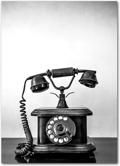 3er Poster Set Schwarz Weiß Vintage Wandbilder Kameras Telefone 40x50cm