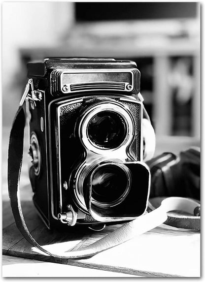 3er Poster Set Schwarz Weiß Vintage Kameras Telefone Wandbilder