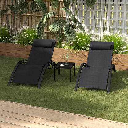 Sonnenliege 2er-Set Aluminium Gartenliege mit Beistelltisch und