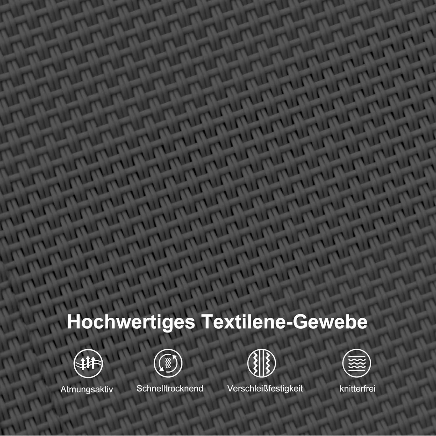 Sonnenliege Aluminium Gartenliege 2er-Set Beistelltisch, Kopfkissen 4-Fach Verstellbar Schwarz