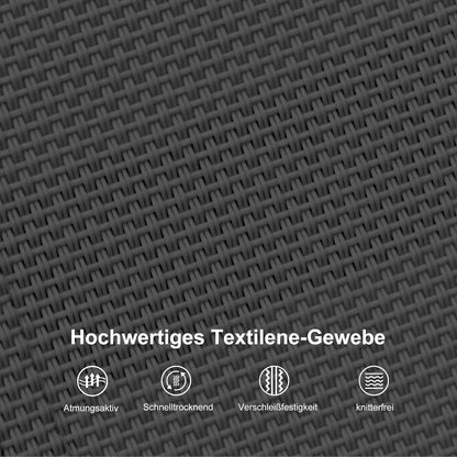 Sonnenliege Aluminium Gartenliege 2er-Set Beistelltisch, Kopfkissen 4-Fach Verstellbar Schwarz