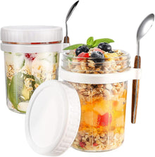 Glas Müslibecher to go mit Löffel 400ml Joghurtbecher luftdicht