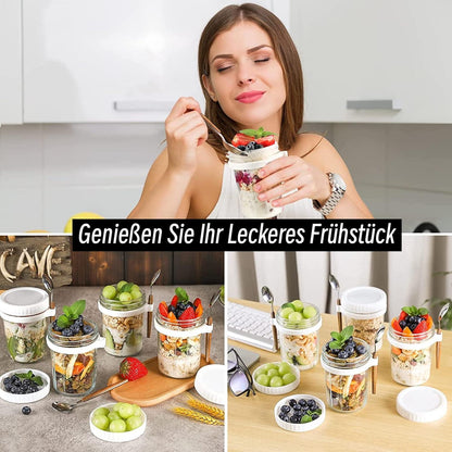 Glas Müslibecher to go mit Löffel 400ml Joghurtbecher