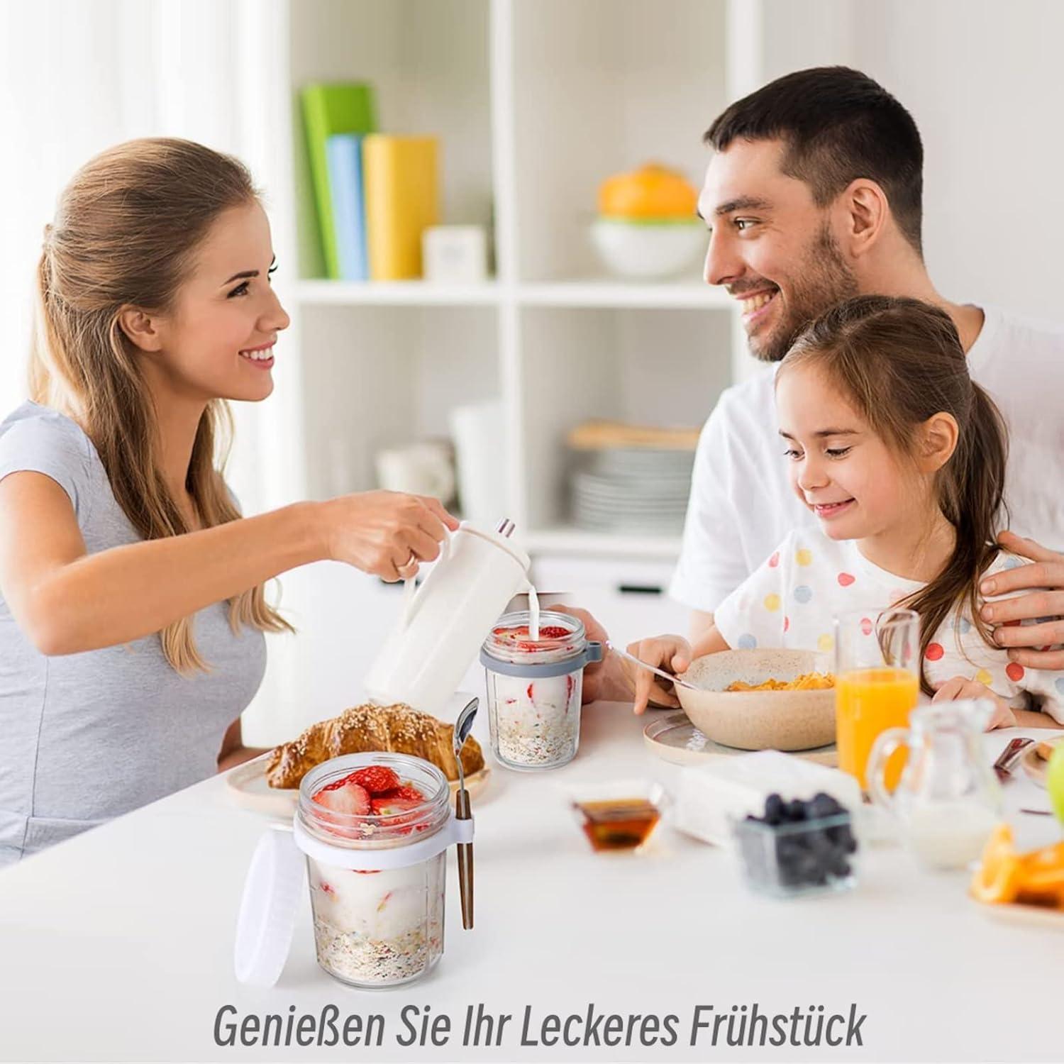 Glas Müslibecher to go mit Löffel 400ml Joghurtbecher