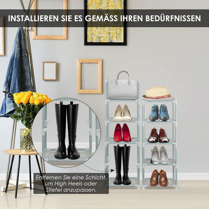 Vertikales Schuhregal mit 10 Ebenen schmales stapelbarer Organizer