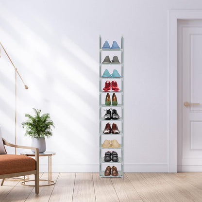 Wylnsie Vertikales Schuhregal 10 Ebenen stapelbarer Organizer Grau