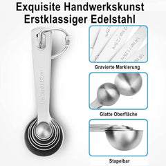 Messlöffel-Set Edelstahl Teelöffel 6 Stück Cup Messbecher