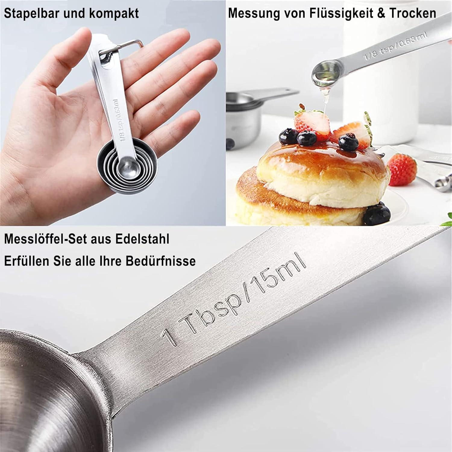 Edelstahl Messlöffel Set Teelöffel 6tlg. Dosierlöffel mit Skala