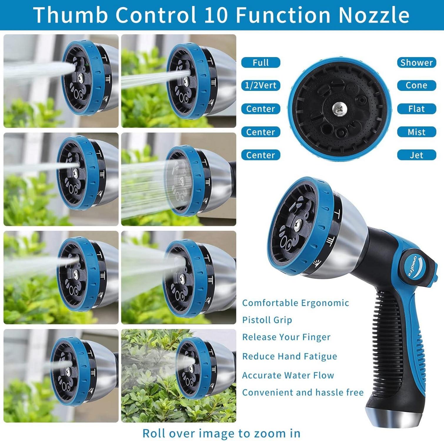 Flexibler Gartenschlauch 3750D 25FT mit 10-Funktionsschlauchdüse