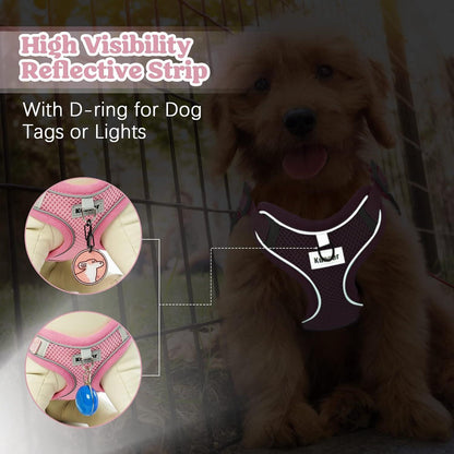 Kuoser Hundegeschirr für kleine Hunde rosa 48-51cm Brust 32-40cm Hals