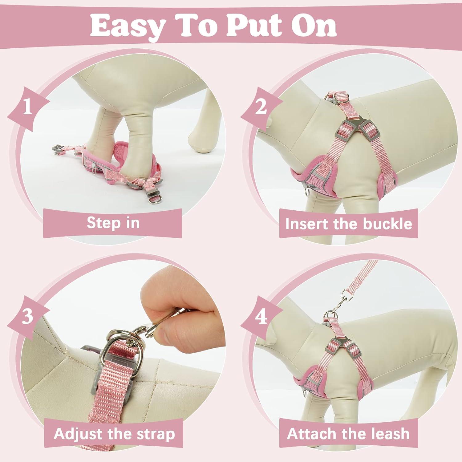 Hundegeschirr Atmungsaktiv Reflektierend Verstellbar Rosa Größe M