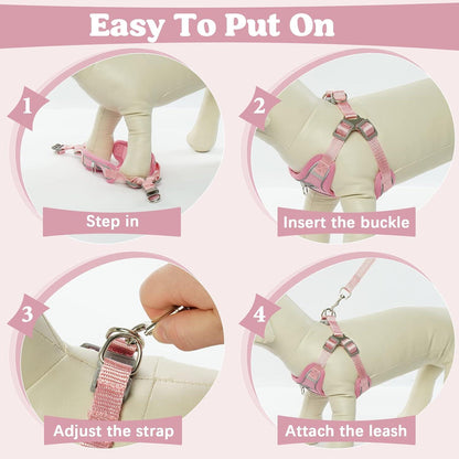 Hundegeschirr Atmungsaktiv Reflektierend Verstellbar Rosa Größe M