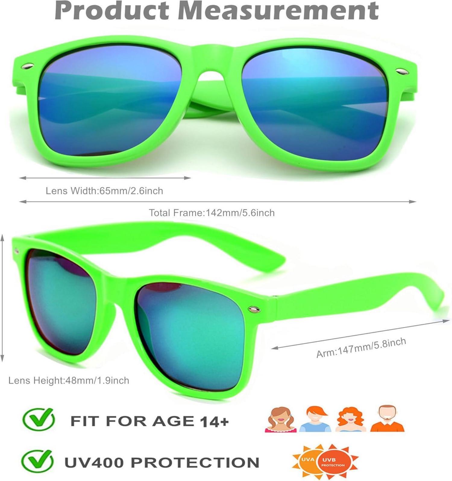 6er Neon Sonnenbrille Set Vintage Lustige Brille Party Herren Damen Bunt