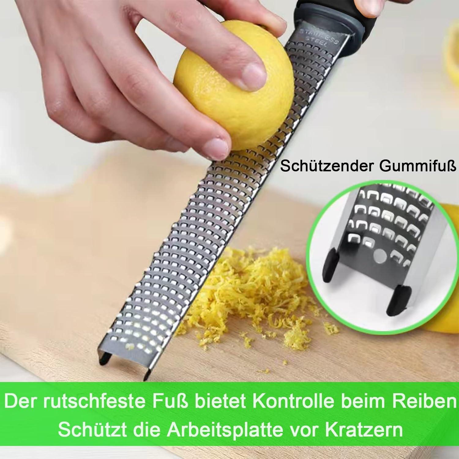 Edelstahl Küchenreibe-Set mit Schutzhülle und Bürste