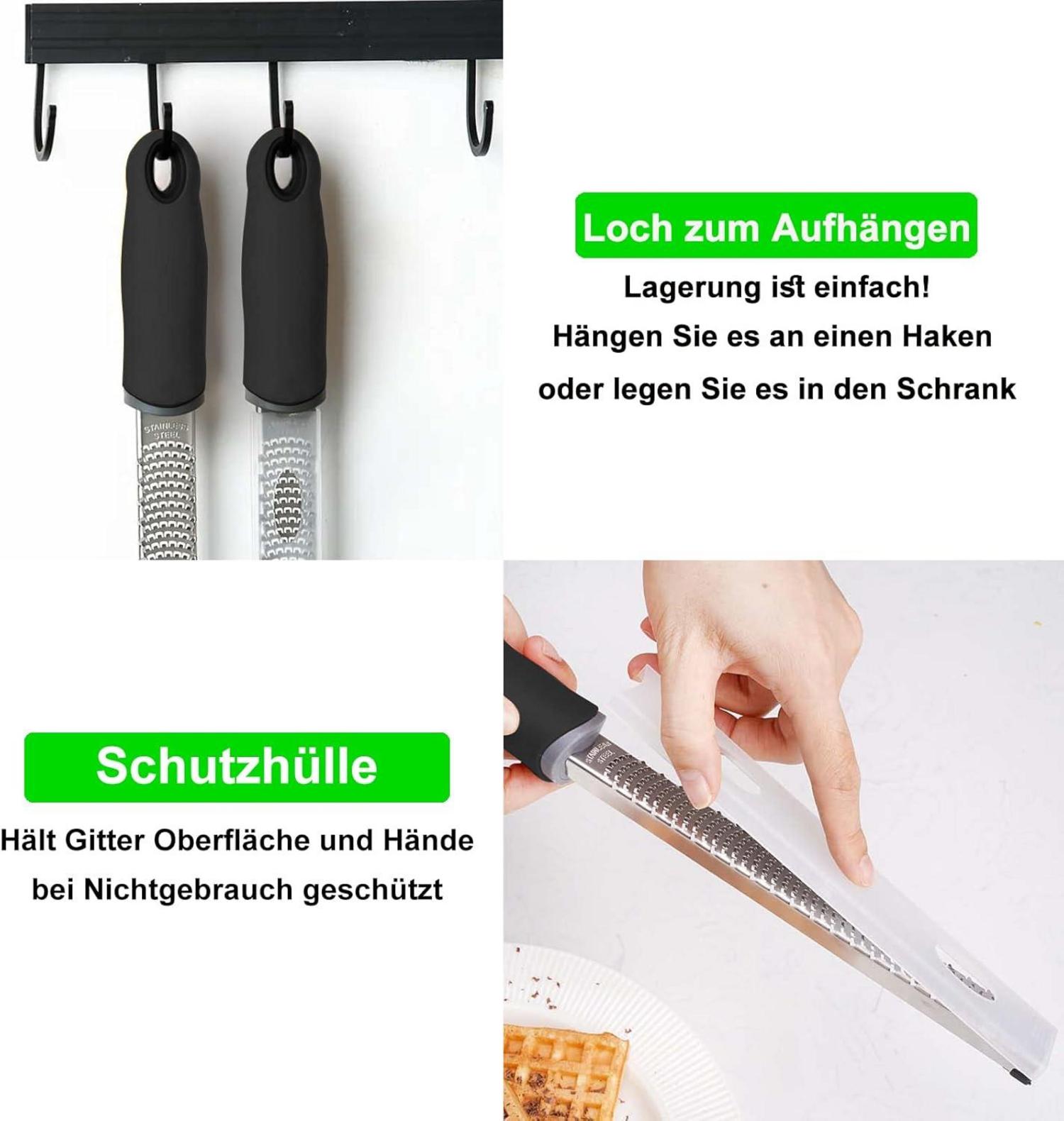 Parmesanreibe Edelstahl Zitronenreibe mit Rasiermesser-Klinge