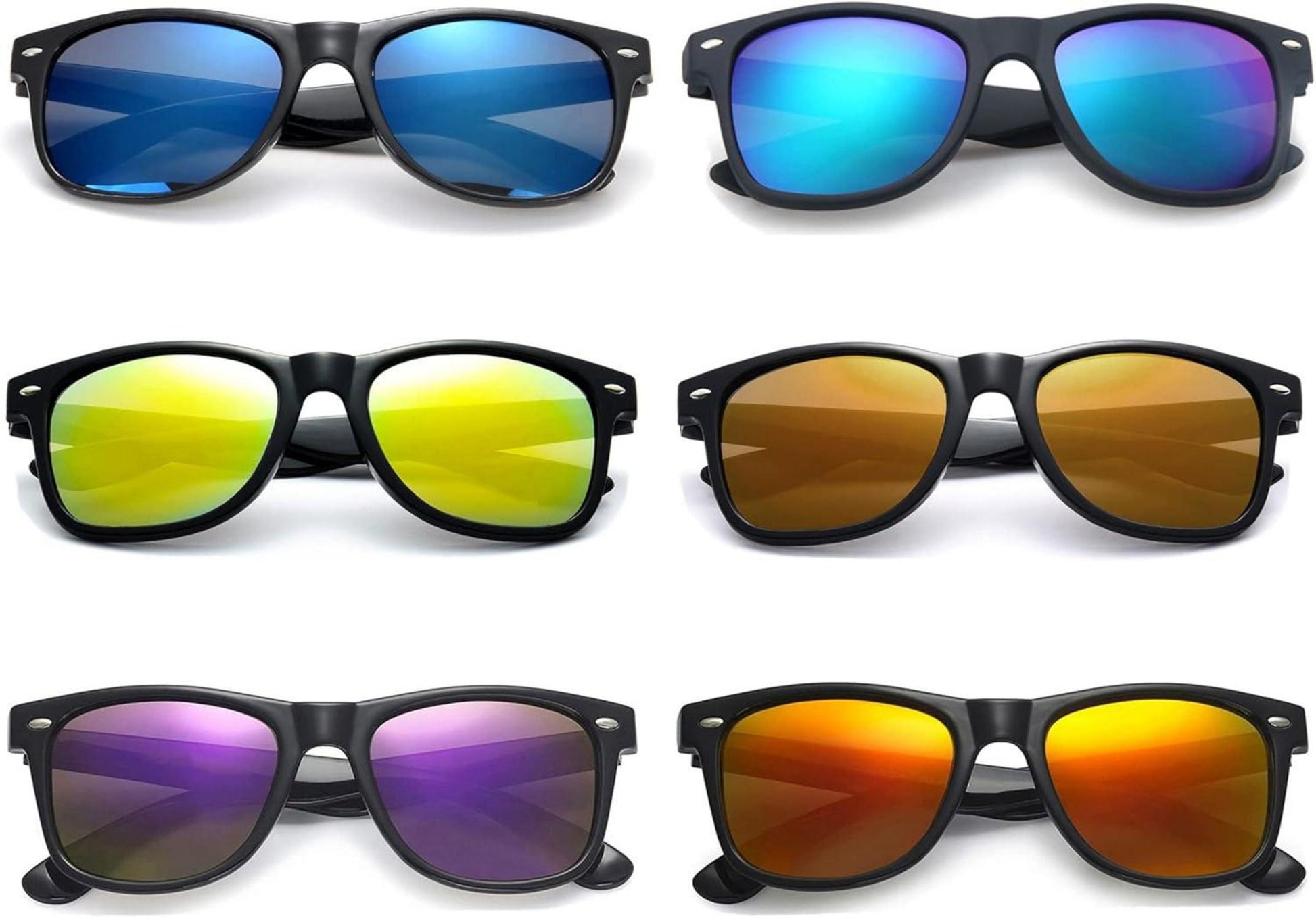 Bunte Neon Sonnenbrille Set Vintage Party Lustige Brille 6er Set