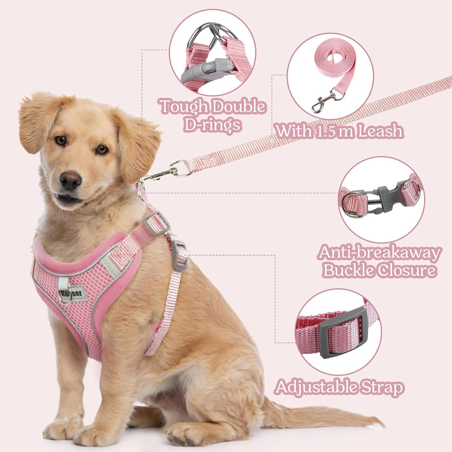 Hundegeschirr Atmungsaktiv Sicherheitsgeschirr Reflektierend Pink