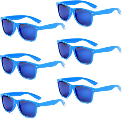 Bunte Neon Sonnenbrille Set Lustige Vintage Party 6 Stück Blue