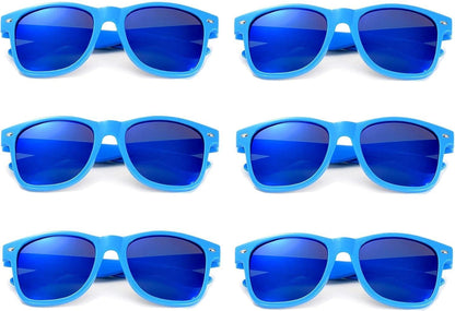 Bunte Neon Sonnenbrille Set Lustige Vintage Party 6 Stück Blue