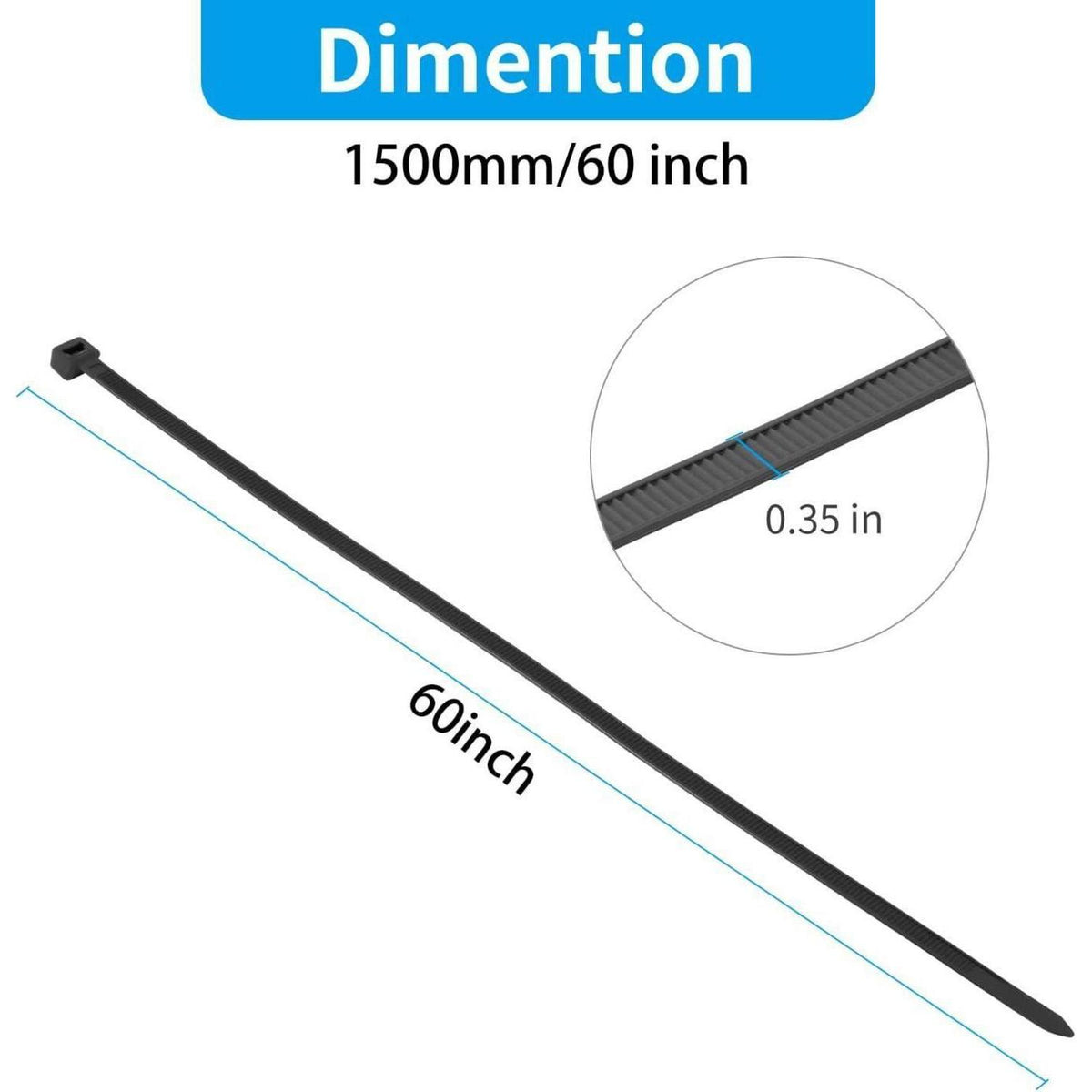 Lange Kabelbinder 1500mm, 20 Stück, Weiß – Robust & UV-Beständig