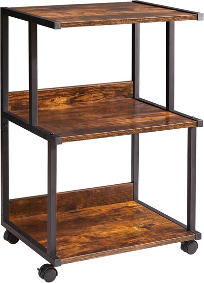 Druckerständer mit Regal, Rollen & 3 Ebenen - Büro-Organizer
