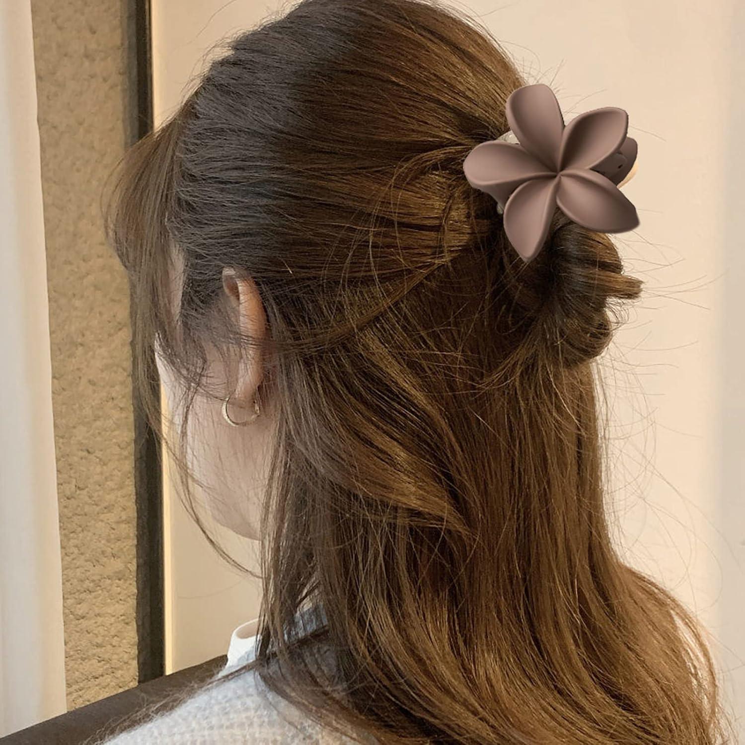 6er Pack Blumen-Haarklammern rutschfest matt Haarspangen Damen Styling dünnes