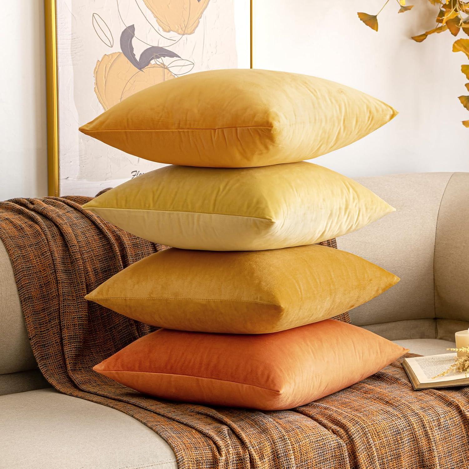 Samt Kissenbezug Herbst Dekorative 40x40cm Orangegelb 2er Set