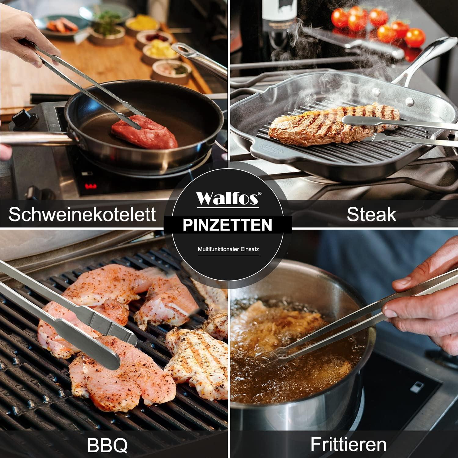 Kochpinzette Set Edelstahl 3 Stück 20+25+30cm Küchenpinzette