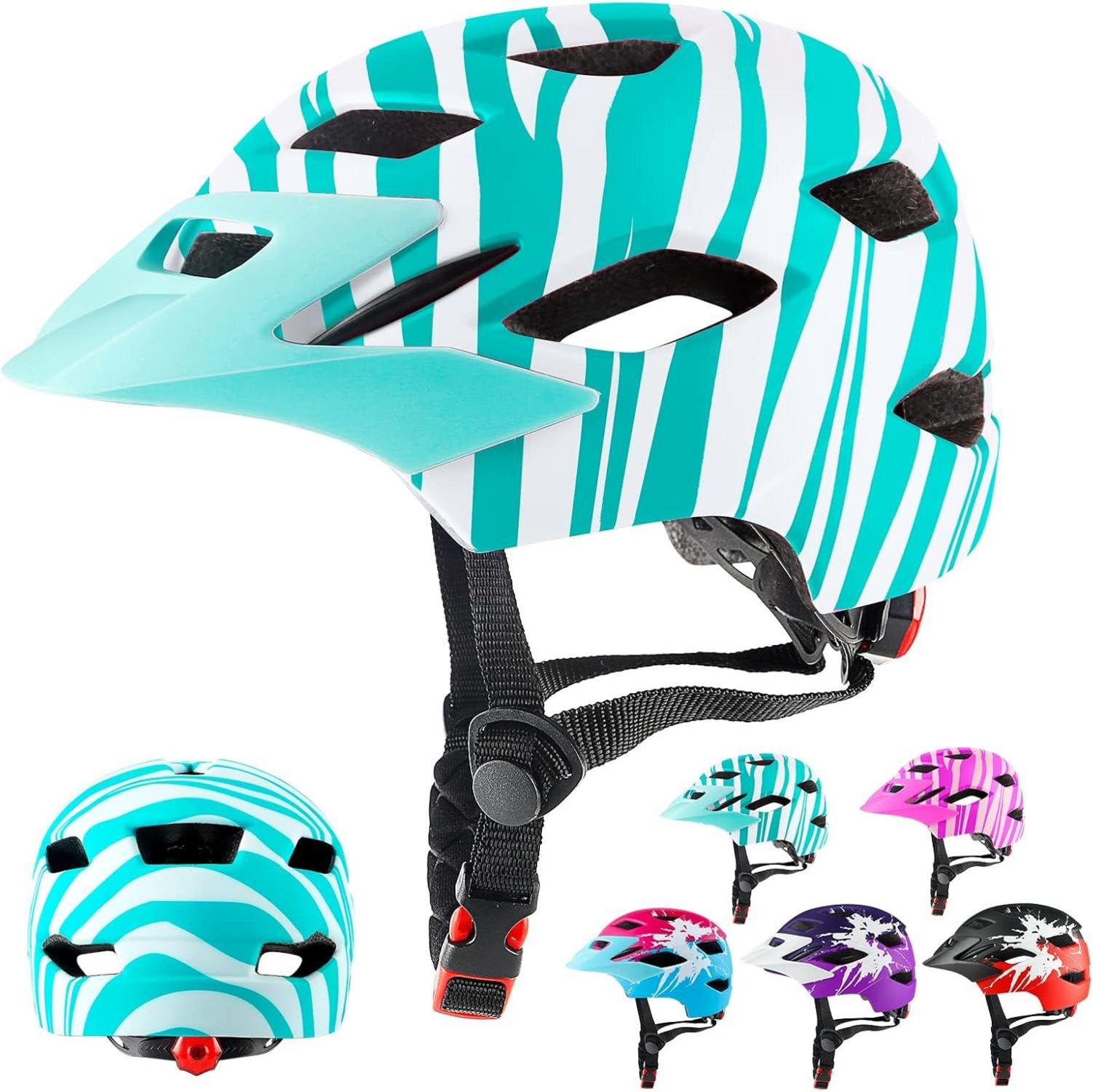 Fahrradhelm mit LED Licht für Kinder 48-56CM Grüne 4-14 Jahre