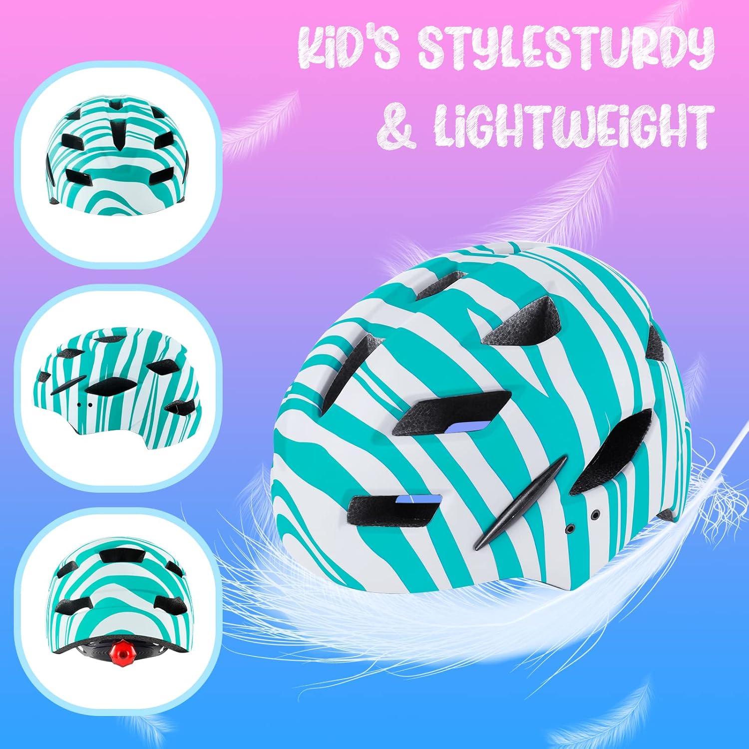 Fahrradhelm Kinder mit Licht & Rücklicht, 48-56CM, Grün